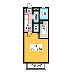 フローラ 1Kの間取図画像