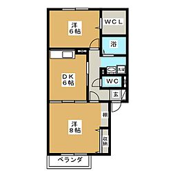 ジョイリバー 2DKの間取図画像