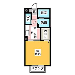グランアズール 1Kの間取図画像