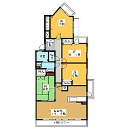 ロイヤルマンション四日市芝田 4LDKの間取図画像