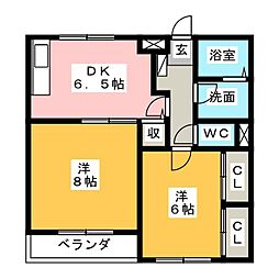 松本台セントラル 2DKの間取図画像