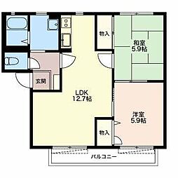エトワールイースト 2LDKの間取図画像