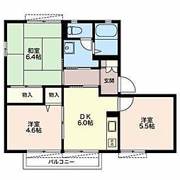 フラット・トラストD棟 3DKの間取図画像