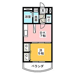 マーテル 1DKの間取図画像