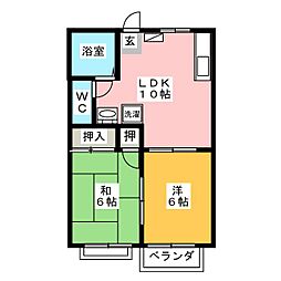 リックスハイツ101 2LDKの間取図画像