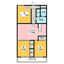 フレシール 2SLDKの間取図画像