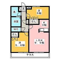 グローリアス山水B 2LDKの間取図画像