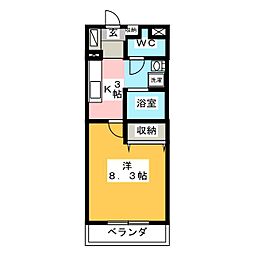 ポルタ・デルマーレ 3階1Kの間取り