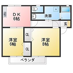 チェルシー・サンエムジェイA 2DKの間取図画像