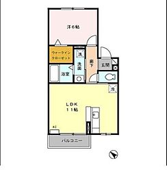 フラワードリーム若宮 2階1LDKのリビング/ダイニング