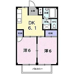 シティハイツ藤 2DKの間取図画像