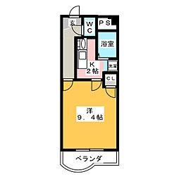 クリスタルハイツ 1Kの間取図画像