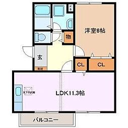 コーポラスアメニティ1 2Kの間取図画像