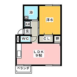 アロールート 1LDKの間取図画像