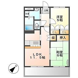 グレースコンフォース 2DKの間取図画像