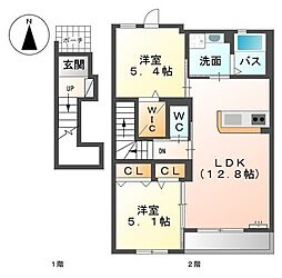 インペリアルコート 2LDKの間取図画像