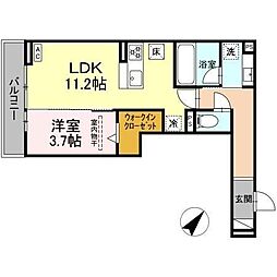 ディーシャンブル富田 1LDKの間取図画像