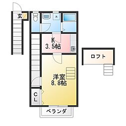 TOPHOUSE富士1 1Kの間取図画像