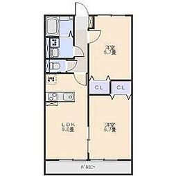 Harmonate-1 2LDKの間取図画像