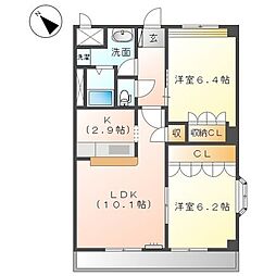 リュミエールA 2LDKの間取図画像