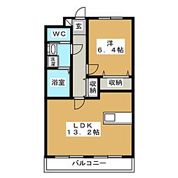 アルバクオーレA 1LDKの間取図画像