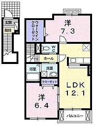 サンペドロB 2LDKの間取図画像