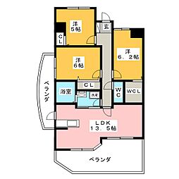 ツインコート大矢知 3LDKの間取図画像
