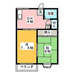 サン・ヒラ 2階2DKの間取り
