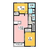 カーサ中野B  ｜ 三重県津市一身田中野（賃貸アパート2LDK・2階・58.86㎡） その2