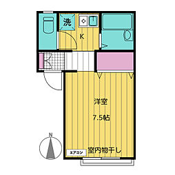 コーポＳＧ 2階1Kの間取り