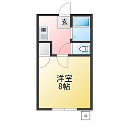 ワンハイツオカムラ 1Kの間取図画像