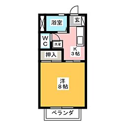 マリンパークハイツA 1Kの間取図画像