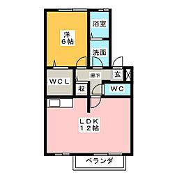 アルメリア 2階1LDKの間取り