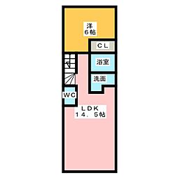 シー・エレガンテ 2階1LDKの間取り