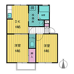 ドリームコートB 2DKの間取図画像