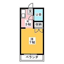 ハイツサンリバー 1Kの間取図画像