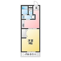 コーポ三喜C 1DKの間取図画像