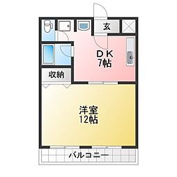 ポーラスター 1DKの間取図画像