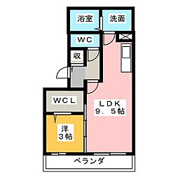 リビングタウンえどばしA 1LDKの間取図画像