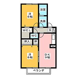 ノースステラA 2DKの間取図画像
