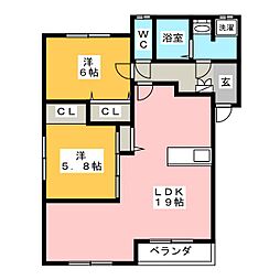 マナーコートE 2LDKの間取図画像