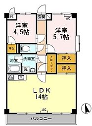 シャルムマスダ3 2LDKの間取図画像
