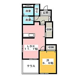 アンソレイェ 1LDKの間取図画像