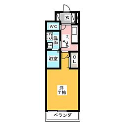 グリーンフォレスト 1Kの間取図画像