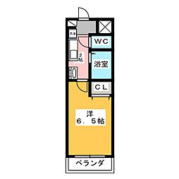 プランドール 1Kの間取図画像