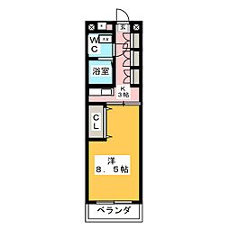 シティーフラット中村 1Kの間取図画像