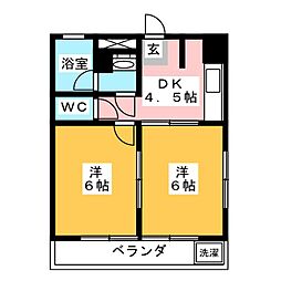 フィオーレ17 2DKの間取図画像