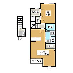 グリーンコーポB 1LDKの間取図画像