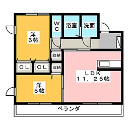 駅前パレス 2LDKの間取図画像