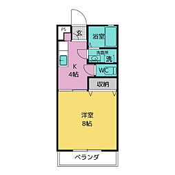 シェモア浜崎B 1Kの間取図画像